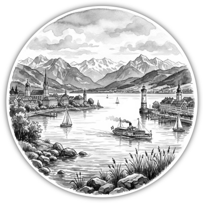 Bodensee aus Deutschland/�sterreich/Schweiz Aufkleber