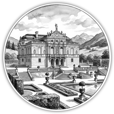 Schloss Linderhof aus Deutschland Ettal Aufkleber