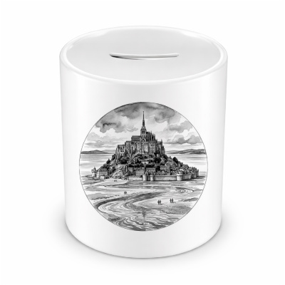 Spardose mit dem Motiv Mont-Saint-Michel aus Frankreich Normandie
