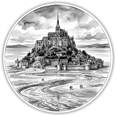 Wandtattoo  Mont-Saint-Michel aus Frankreich Normandie 