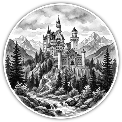 Wandtattoo  Schloss Neuschwanstein aus Deutschland Bayern 
