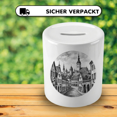 Spardose mit dem Motiv Tallinner Altstadt aus Estland - Ansicht 4