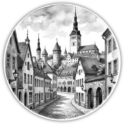 Tallinner Altstadt aus Estland Aufkleber
