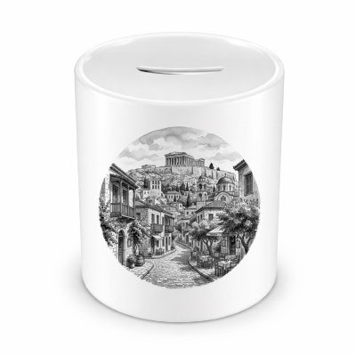 Spardose mit dem Motiv Plaka-Viertel aus Griechenland Athen