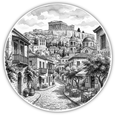 Plaka-Viertel aus Griechenland Athen Aufkleber