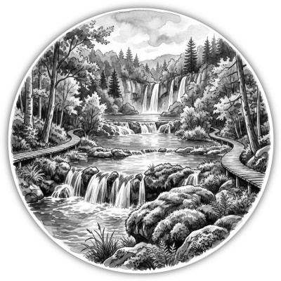 Nationalpark Plitvicer Seen aus Kroatien Lika Aufkleber