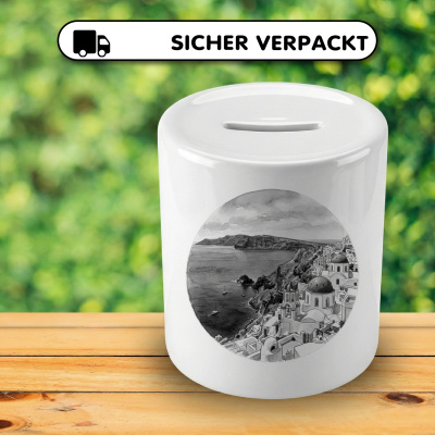 Spardose mit dem Motiv Caldera von Santorini aus Griechenland Santorini - Ansicht 4