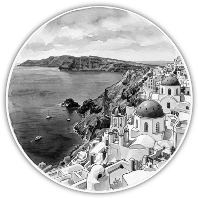 Caldera von Santorini aus Griechenland Aufkleber