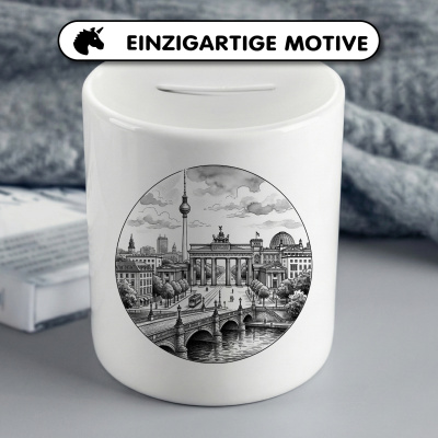 Spardose mit dem Motiv Stilisierte Berlin Skyline - Ansicht 3