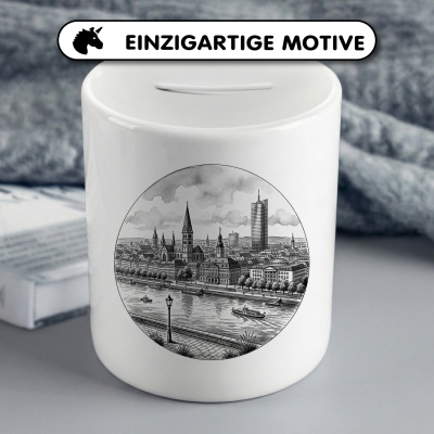 Spardose mit dem Motiv Stilisierte Bonn Skyline - Ansicht 3