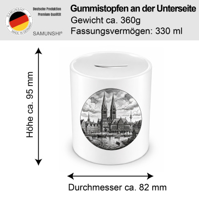 Spardose mit dem Motiv Stilisierte Bremen Skyline - Ansicht 2