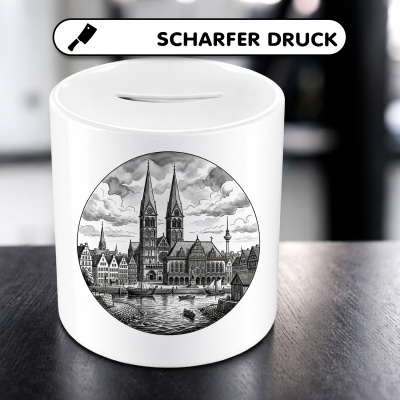 Spardose mit dem Motiv Stilisierte Bremen Skyline - Ansicht 5