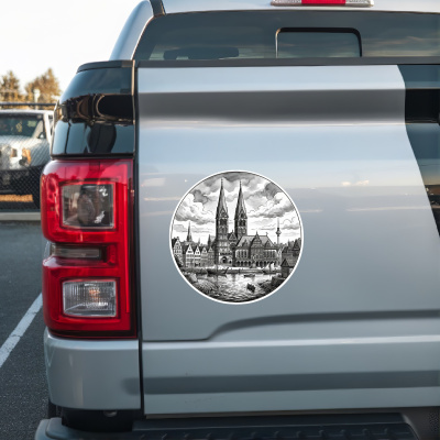 Stilisierte Bremen Skyline Aufkleber - Ansicht 2