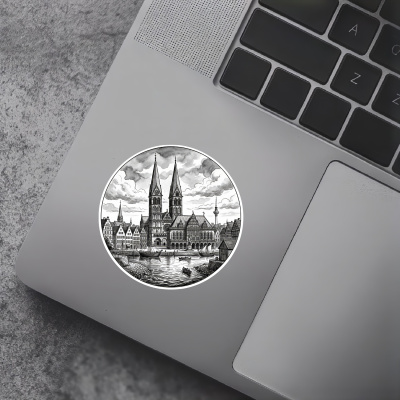 Stilisierte Bremen Skyline Aufkleber - Ansicht 5