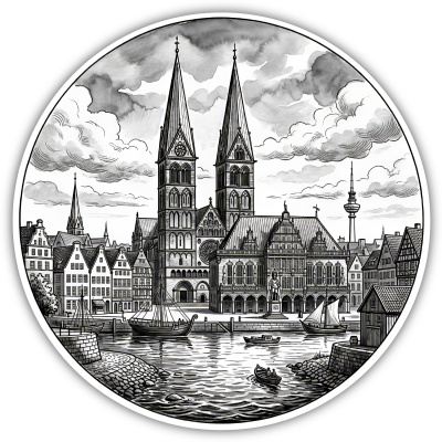Stilisierte Bremen Skyline Aufkleber