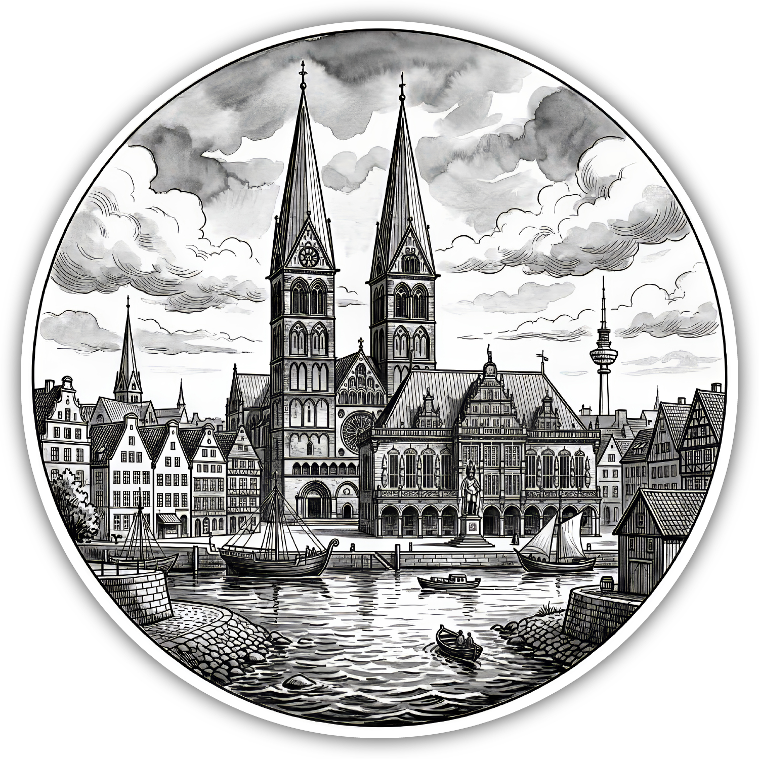 Stilisierte Deutschland Skylines Wandtattoos  Modellnummer 007321  
