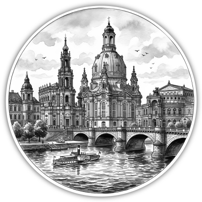 Stilisierte Dresden Skyline Aufkleber