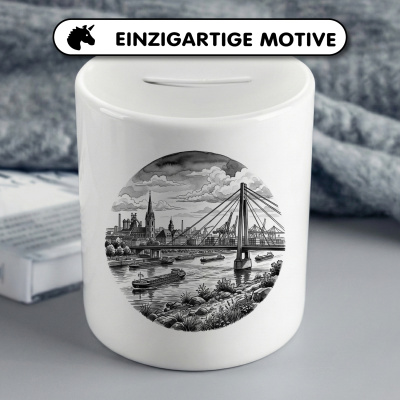 Spardose mit dem Motiv Stilisierte Duisburg Skyline - Ansicht 3