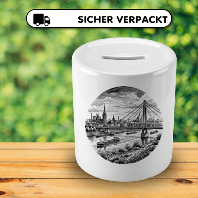 Spardose mit dem Motiv Stilisierte Duisburg Skyline - Ansicht 4