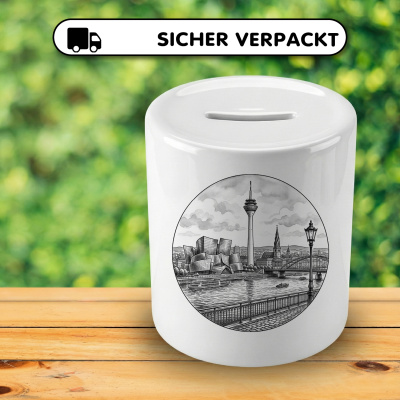 Spardose mit dem Motiv Stilisierte D�sseldorf Skyline - Ansicht 4