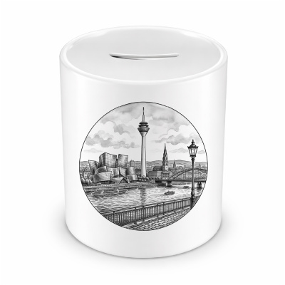 Spardose mit dem Motiv Stilisierte D�sseldorf Skyline