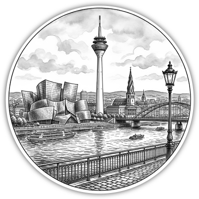Stilisierte D�sseldorf Skyline Aufkleber