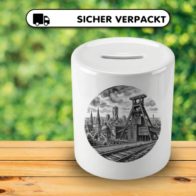 Spardose mit dem Motiv Stilisierte Essen Skyline - Ansicht 4