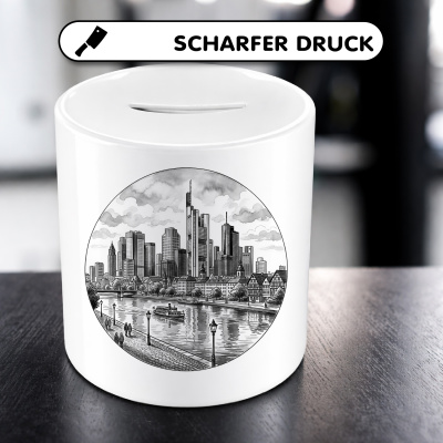 Spardose mit dem Motiv Stilisierte Frankfurt am Main Skyline - Ansicht 5