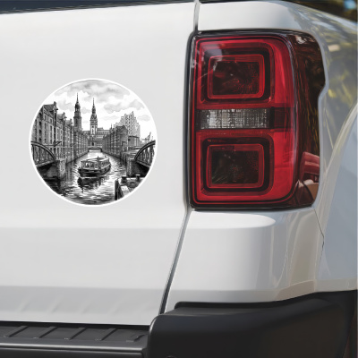 Stilisierte Hamburg Skyline Aufkleber - Ansicht 2