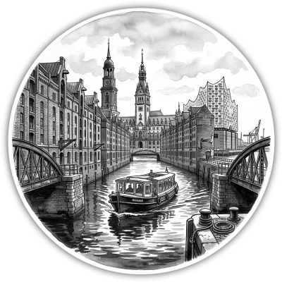 Stilisierte Hamburg Skyline Aufkleber