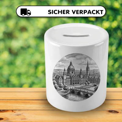 Spardose mit dem Motiv Stilisierte Hannover Skyline - Ansicht 4