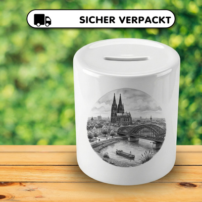 Spardose mit dem Motiv Stilisierte K�ln Skyline - Ansicht 4