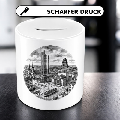 Spardose mit dem Motiv Stilisierte Leipzig Skyline - Ansicht 5