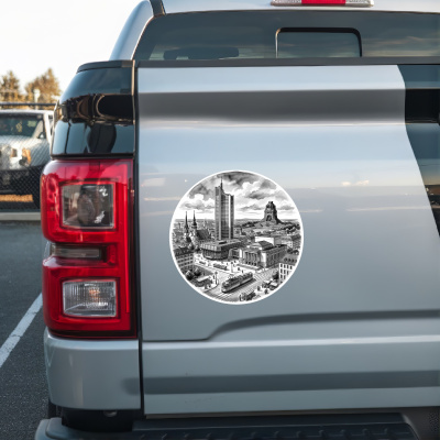 Stilisierte Leipzig Skyline Aufkleber - Ansicht 2