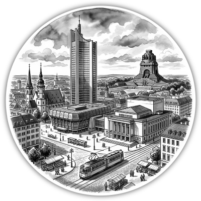 Stilisierte Leipzig Skyline Aufkleber