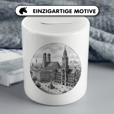 Spardose mit dem Motiv Stilisierte M�nchen Skyline - Ansicht 3
