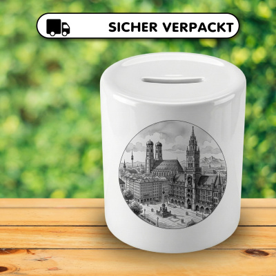 Spardose mit dem Motiv Stilisierte M�nchen Skyline - Ansicht 4