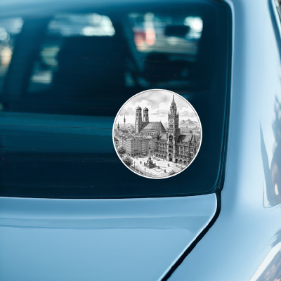 Stilisierte M�nchen Skyline Aufkleber - Ansicht 3