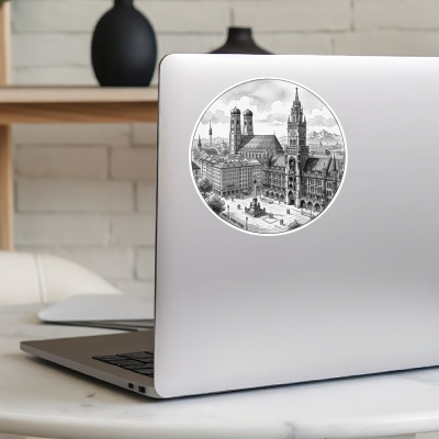 Stilisierte M�nchen Skyline Aufkleber - Ansicht 8