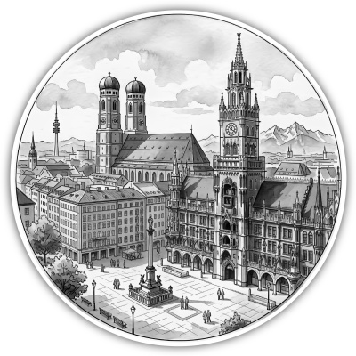 Stilisierte M�nchen Skyline Aufkleber