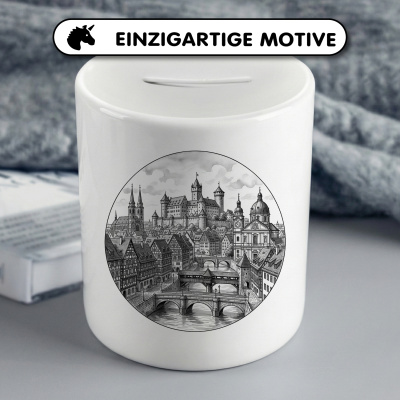 Spardose mit dem Motiv Stilisierte N�rnberg Skyline - Ansicht 3