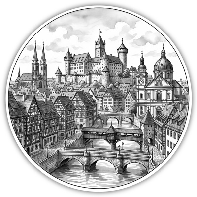 Stilisierte N�rnberg Skyline Aufkleber