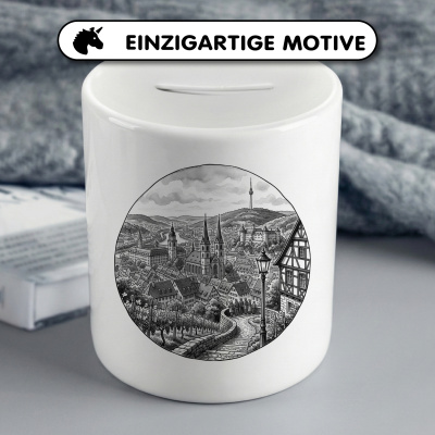 Spardose mit dem Motiv Stilisierte Stuttgart Skyline - Ansicht 3