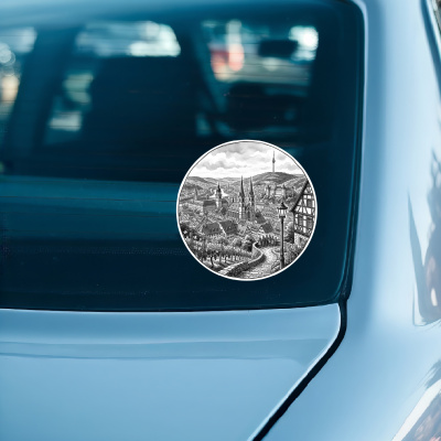 Stilisierte Stuttgart Skyline Aufkleber - Ansicht 3