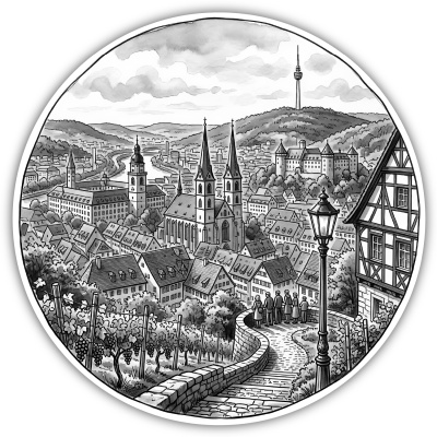 Stilisierte Stuttgart Skyline Aufkleber