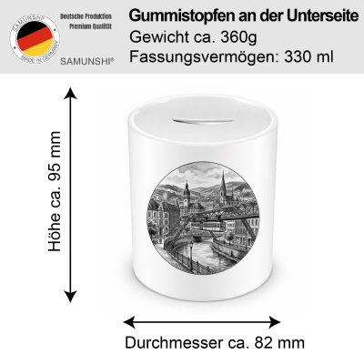 Spardose mit dem Motiv Stilisierte Wuppertal Skyline - Ansicht 2