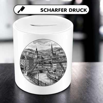 Spardose mit dem Motiv Stilisierte Wuppertal Skyline - Ansicht 5
