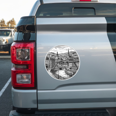 Stilisierte Wuppertal Skyline Aufkleber - Ansicht 2