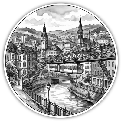 Stilisierte Wuppertal Skyline Aufkleber