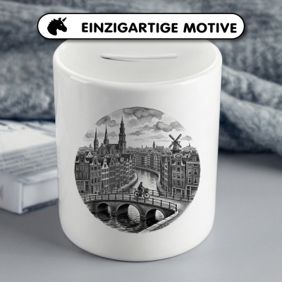 Spardose mit dem Motiv Stilisierte Amsterdam Skyline - Ansicht 3